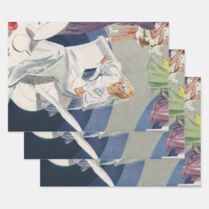 Vintage Wedding, Mid Century Modern Art Deco Bride Inpakpapier Vel