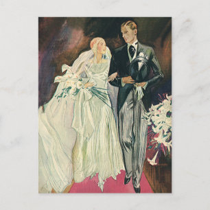 Vintage Wedding Passen getrouwd, Happy Bride en Go Briefkaart