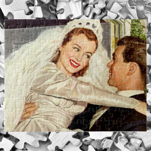 Vintage Wedding Passen getrouwd, Happy Bride en Gr Legpuzzel