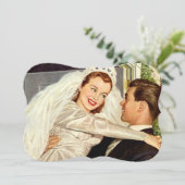 Vintage Wedding Passen getrouwd, Vrijgezellenfeest Kaart (Staand voorkant)