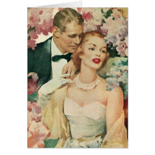 Vintage Wedding Portrait, Retro Bride en Groom