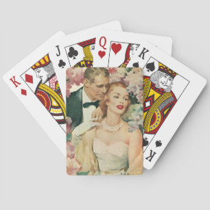 Vintage Wedding Portrait, Retro Bride en Groom Pokerkaarten
