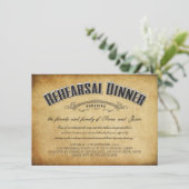 Vintage Wedding Rehearsal Dinner Invite Kaart (Staand voorkant)