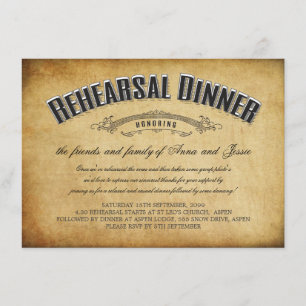 Vintage Wedding Rehearsal Dinner Invite Kaart