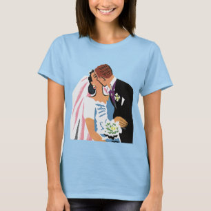 Vintage Wedding, Retro Bride en Groom Kissing T-shirt