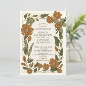 Vintage Wedding rétro floral Invitation (Debout devant)