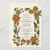 Vintage Wedding rétro floral Invitation (Devant / Derrière)