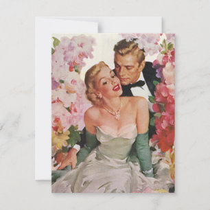 Vintage Wedding, Retro Pas getrouwd Vrijgezellenfe Kaart