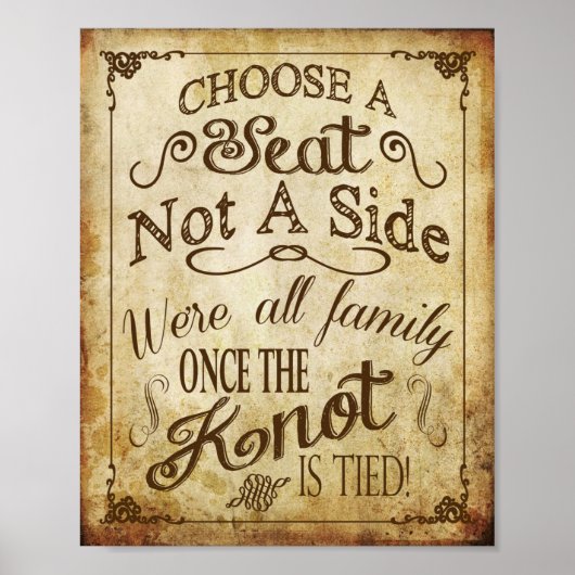 Vintage Wedding Seating Sign Poster (Voorkant)