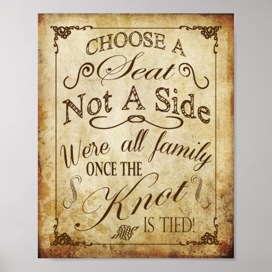 Vintage Wedding Seating Sign Poster (Voorkant)