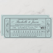 Vintage Wedding Ticket II Punchout Kaart (Voorkant / Achterkant)