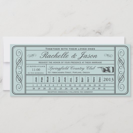Vintage Wedding Ticket II Punchout Kaart (Voorkant)