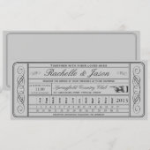 Vintage Wedding Ticket II Punchout Kaart (Voorkant / Achterkant)