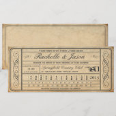 Vintage Wedding Ticket II Punchout Kaart (Voorkant / Achterkant)
