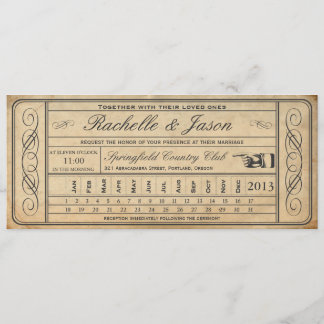 Vintage Wedding Ticket II Punchout Kaart