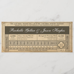 Vintage Wedding Ticket III Punchout Kaart