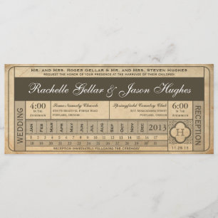 Vintage Wedding Ticket III Punchout Kaart