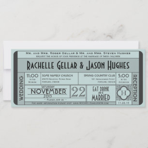 Vintage Wedding Ticket Invitation IV — 40 ans