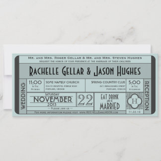 Vintage Wedding Ticket Invitation IV — 40 ans
