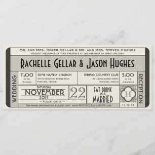 Vintage Wedding Ticket Invitation IV — 40 ans