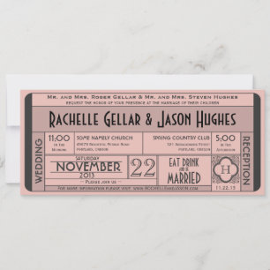 Vintage Wedding Ticket Invitation IV — 40 ans
