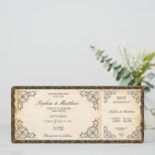 Vintage Wedding Ticket RSVP Baroque Kaart (Staand voorkant)