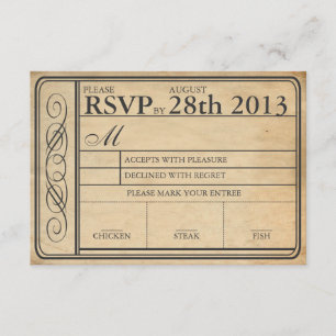 Vintage Wedding Ticket RSVP II Punchout Kaartje