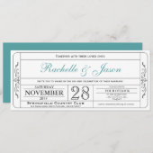 Vintage Wedding Ticket Uitnodiging (Voorkant / Achterkant)