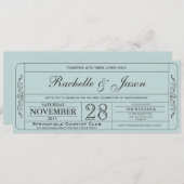 Vintage Wedding Ticket Uitnodiging (Voorkant / Achterkant)