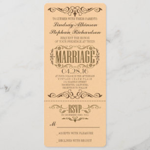 Vintage Wedding Ticket Uitnodiging