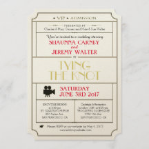 Vintage Wedding Ticket Uitnodiging/Filmthema