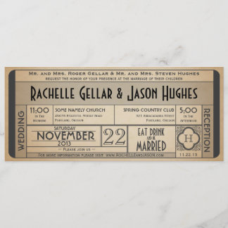 Vintage Wedding Ticket Uitnodiging IV — tijdperk 4