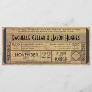 Vintage Wedding Ticket Uitnodiging IV — tijdperk 4