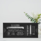 Vintage Wedding Ticket Uitnodiging Zwart (Staand voorkant)