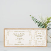 Vintage Wedding Ticket with RSVP  Kaart (Staand voorkant)