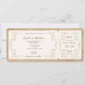Vintage Wedding Ticket with RSVP  Kaart (Voorkant)