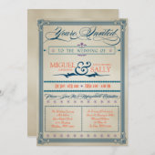Vintage Wedding Uitnodiging (Voorkant / Achterkant)