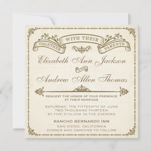 Vintage Wedding Uitnodiging (Voorkant)