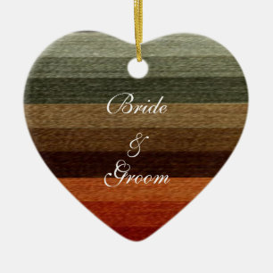 Vintage Wedding, Warm Autumn Stripes Pattern Keramisch Ornament