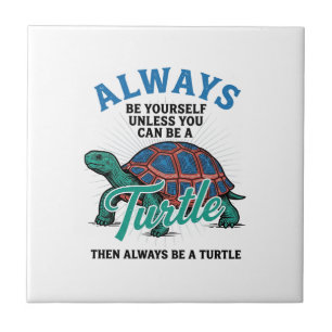 Vintage Wees Jezelf Schildpad Shirt Design_1 Tegeltje