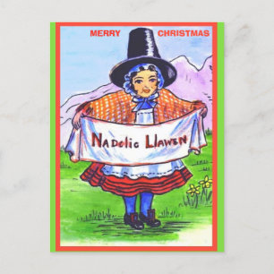 Vintage Welsh Kerstmis Nadolig Llawen Briefkaart