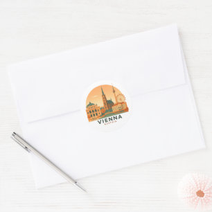 Vintage Wenen Oostenrijk – Retro Reis Kunstprint Ronde Sticker