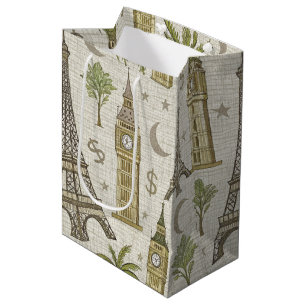 Vintage Wereld Landmarks Reis Schets (2) Medium Cadeauzakje