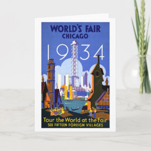 Vintage Werelden Eerlijk Chicago 1934 Kaart