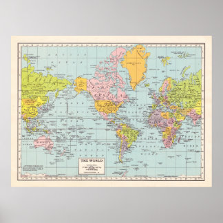 Vintage Wereldkaart Poster