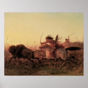 Vintage West, Indian Buffalo Hunt by Charles Wimar Poster