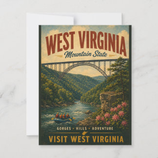Vintage West Virginia Mountain State Schilderachti Notitiekaartje