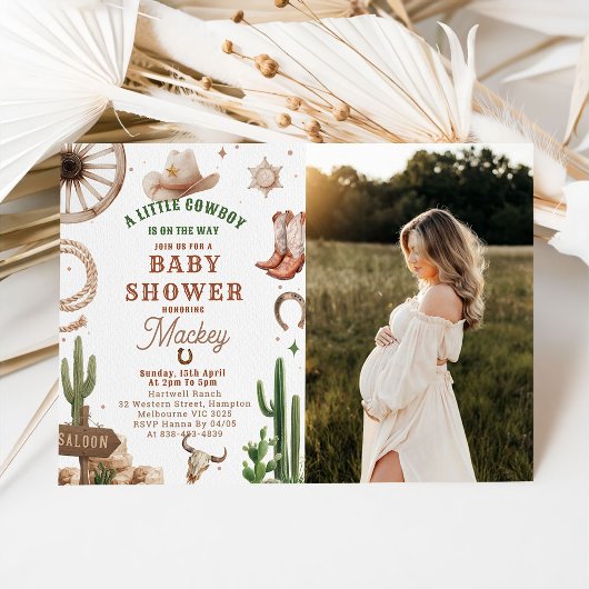 Vintage Western Cowboy Baby shower Invitation 