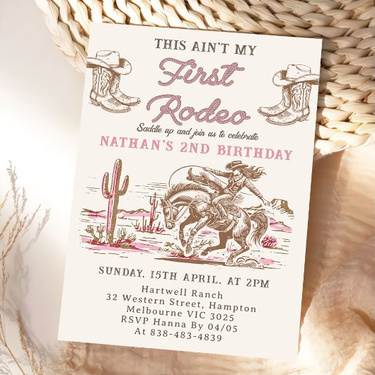 Vintage Western Cowboy Birthday Invitation 