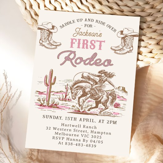 Vintage Western Cowboy First Rodeo Invitation 